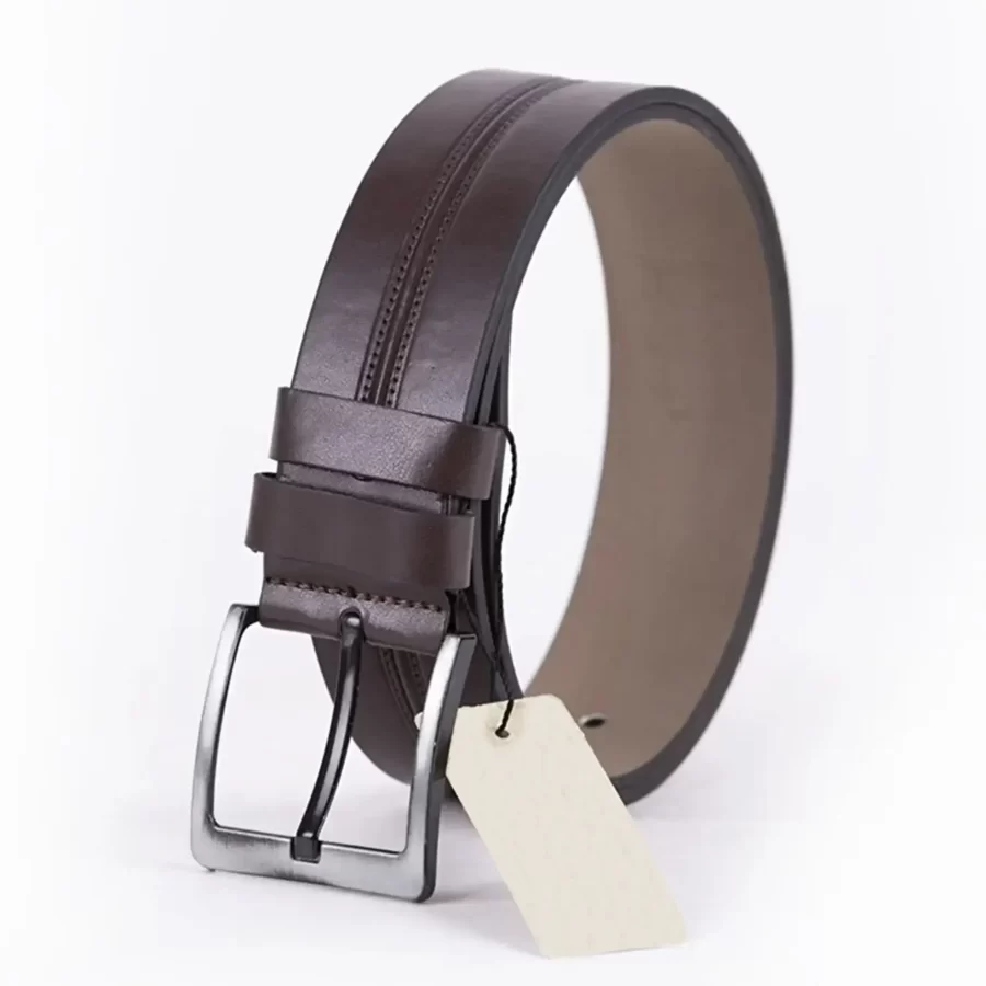 Dark Brown Mens Vegan Leather Belt For Jeans Wide 4 5 cm ST00963 3