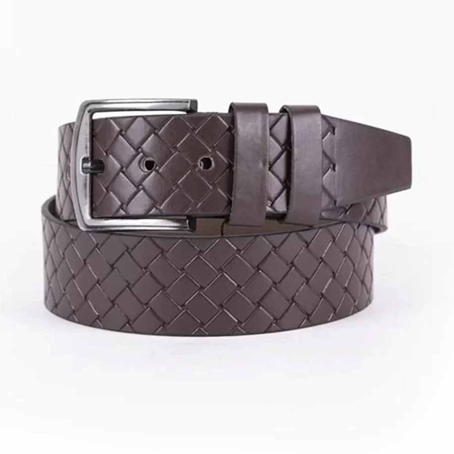 Dark Brown Mens Vegan Leather Belt For Jeans Wide 4 5 cm ST00966 7