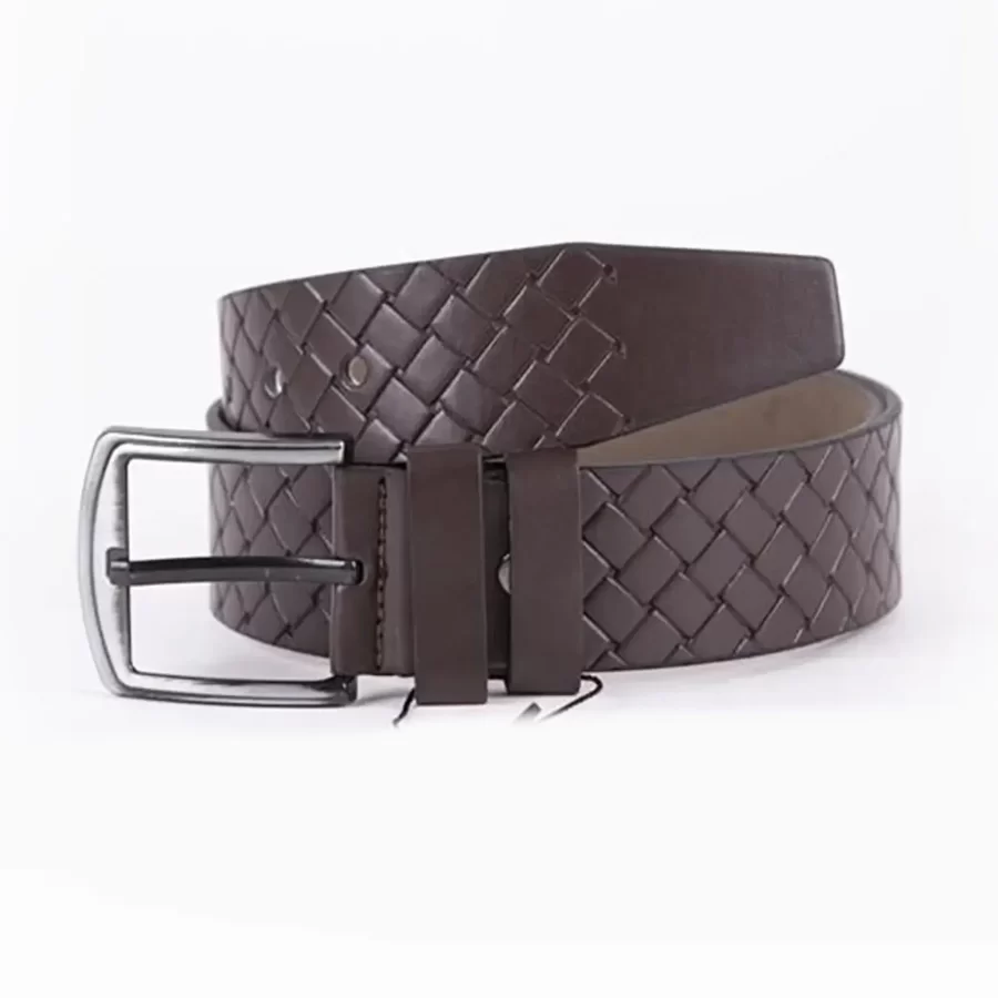 Dark Brown Mens Vegan Leather Belt For Jeans Wide 4 5 cm ST00966 8