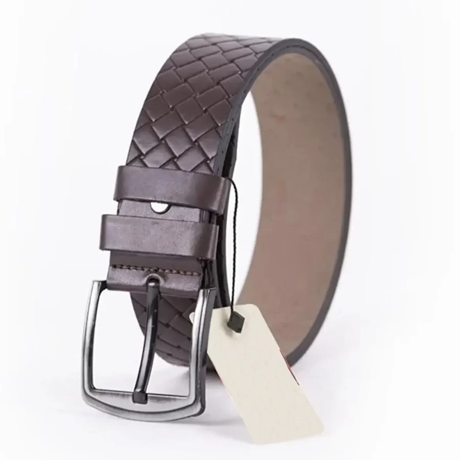 Dark Brown Mens Vegan Leather Belt For Jeans Wide 4 5 cm ST00966 9