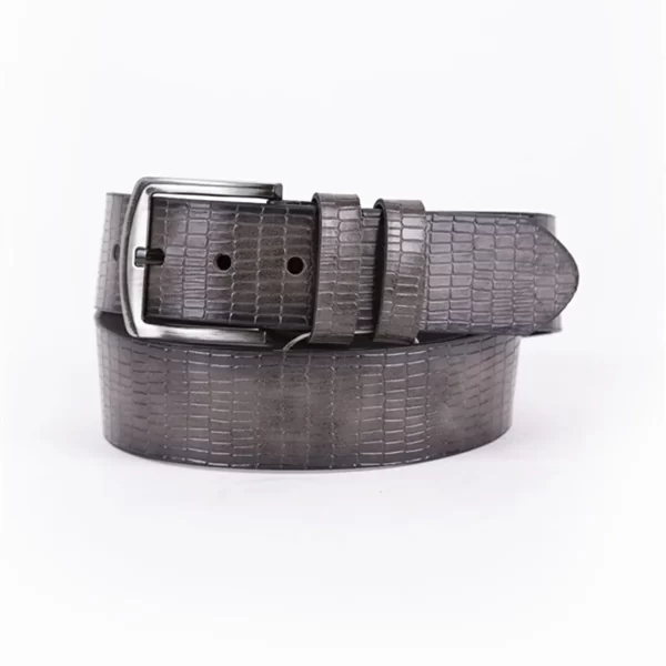 Gray Mens Vegan Leather Belt For Jeans Wide 4 5 cm ST009766 1