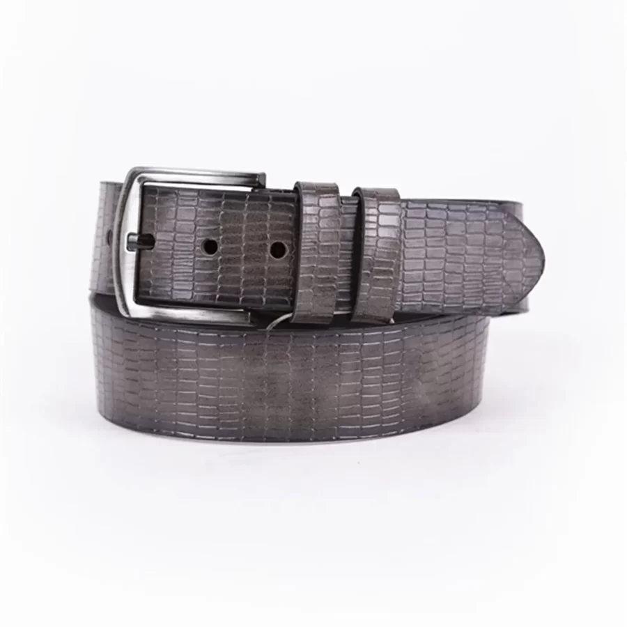 Gray Mens Vegan Leather Belt For Jeans Wide 4 5 cm ST009766 1