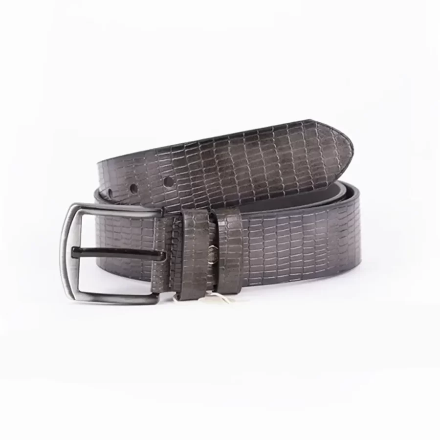 Gray Mens Vegan Leather Belt For Jeans Wide 4 5 cm ST009766 2