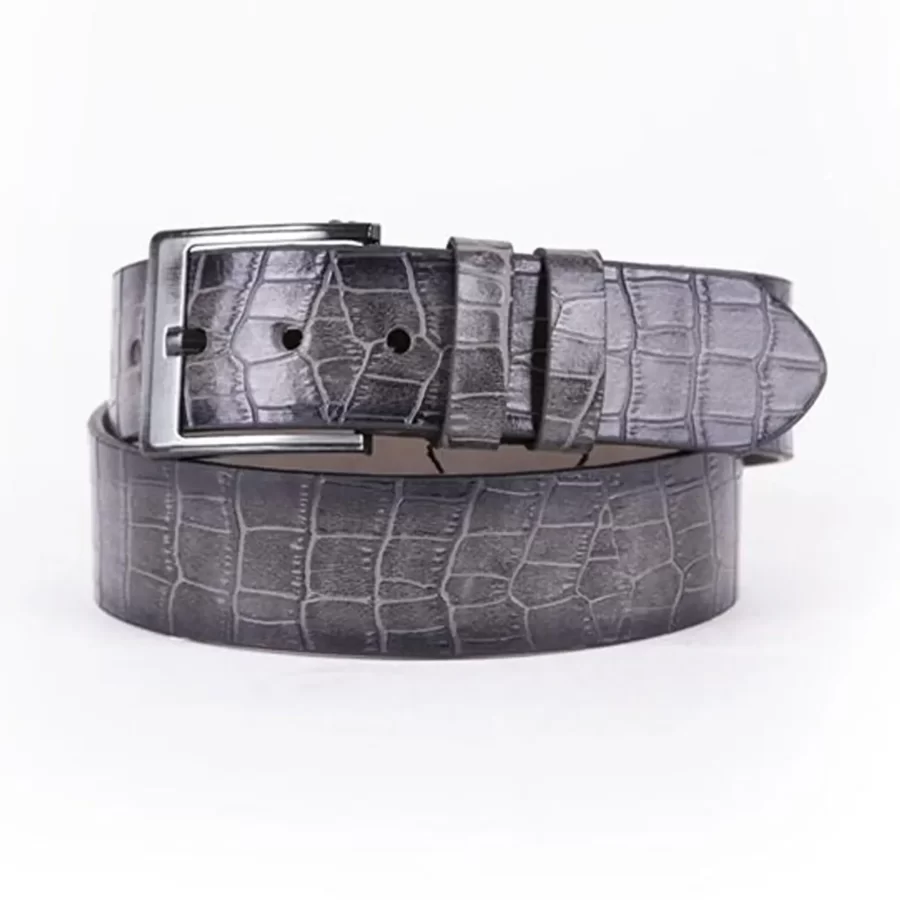 Gray Mens Vegan Leather Belt For Jeans Wide 4 5 cm ST00978 1