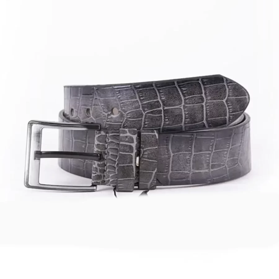 Gray Mens Vegan Leather Belt For Jeans Wide 4 5 cm ST00978 2