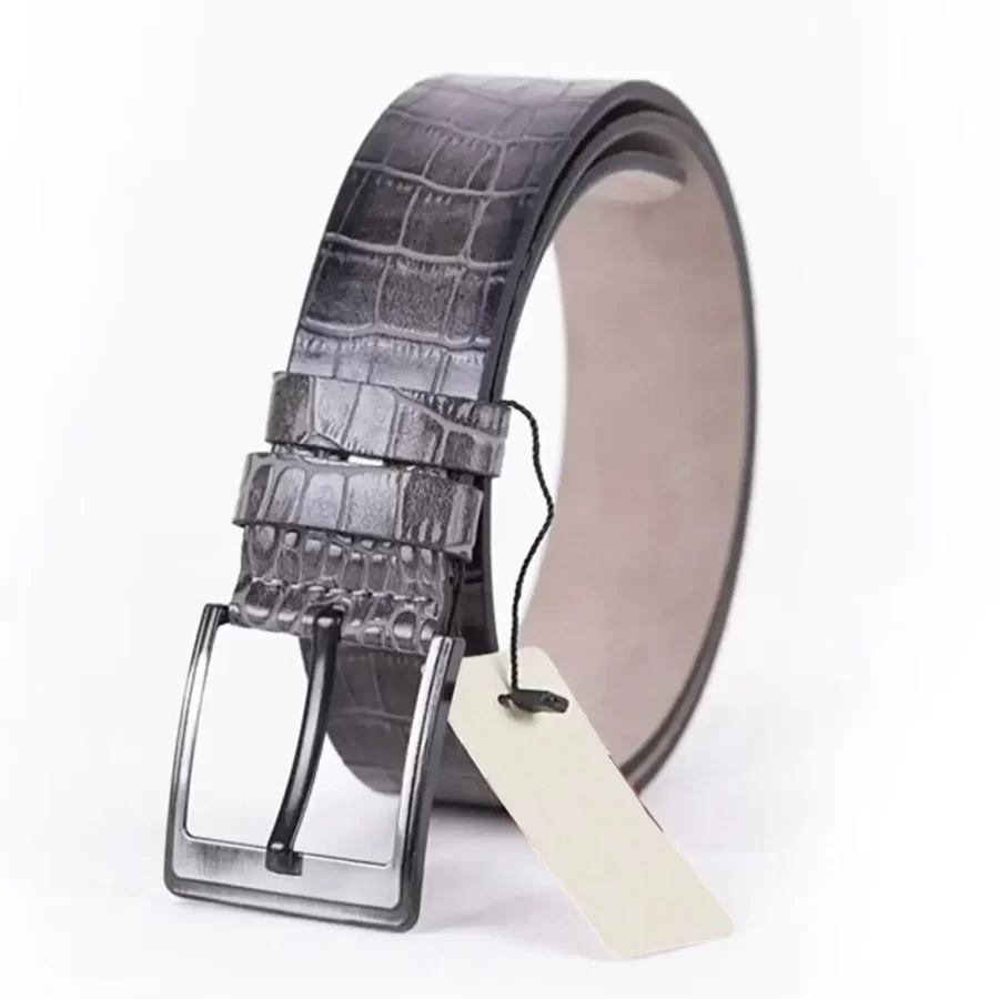 Gray Mens Vegan Leather Belt For Jeans Wide 4 5 cm ST00978 3