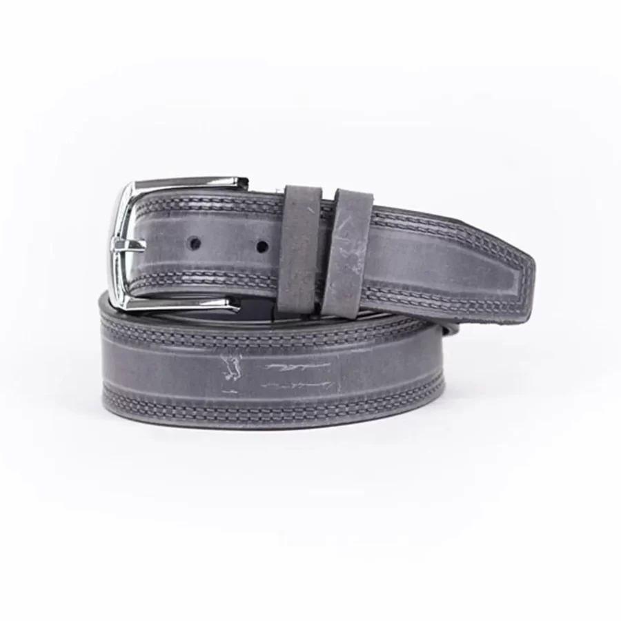 Grey Mens Belt Casual Genuine Leather ST01394 1