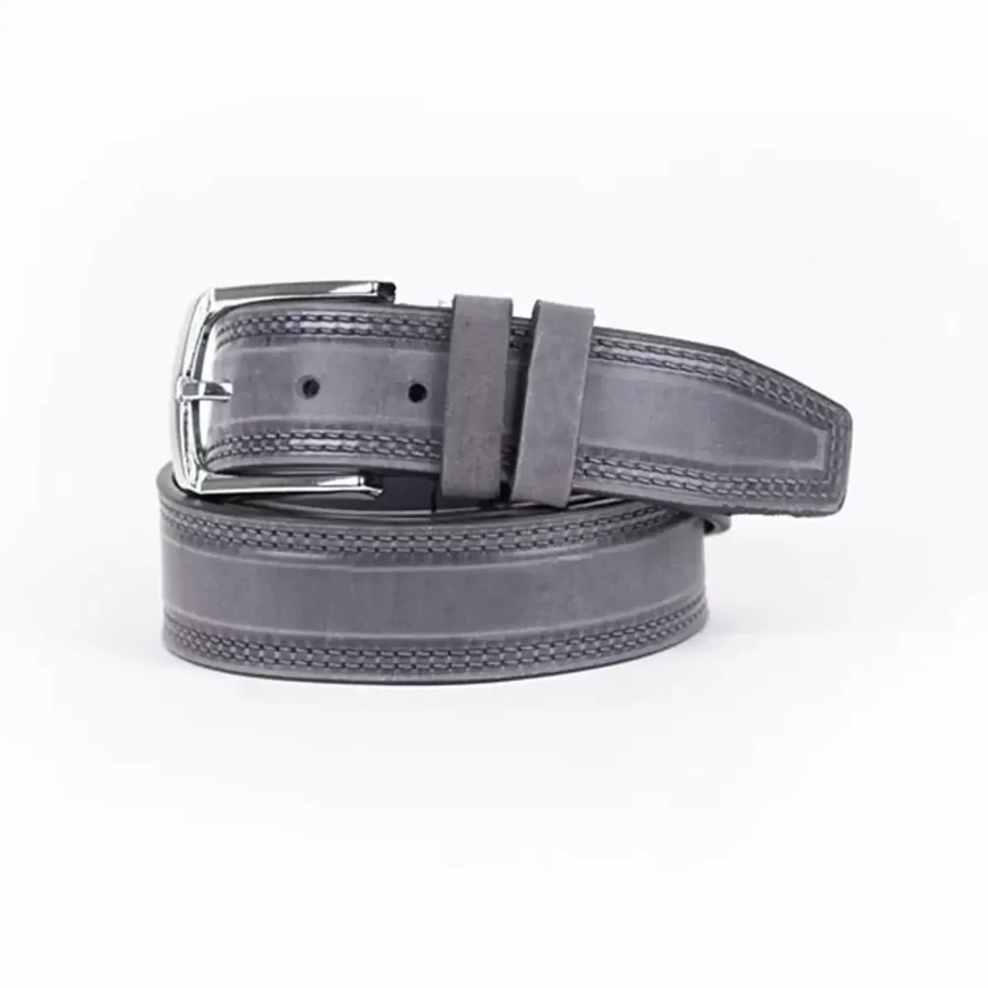 Grey Mens Belt Casual Genuine Leather ST01394 v1