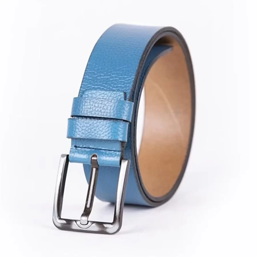 Light Blue Mens Belt Wide Casual Genuine Leather ST00041 26