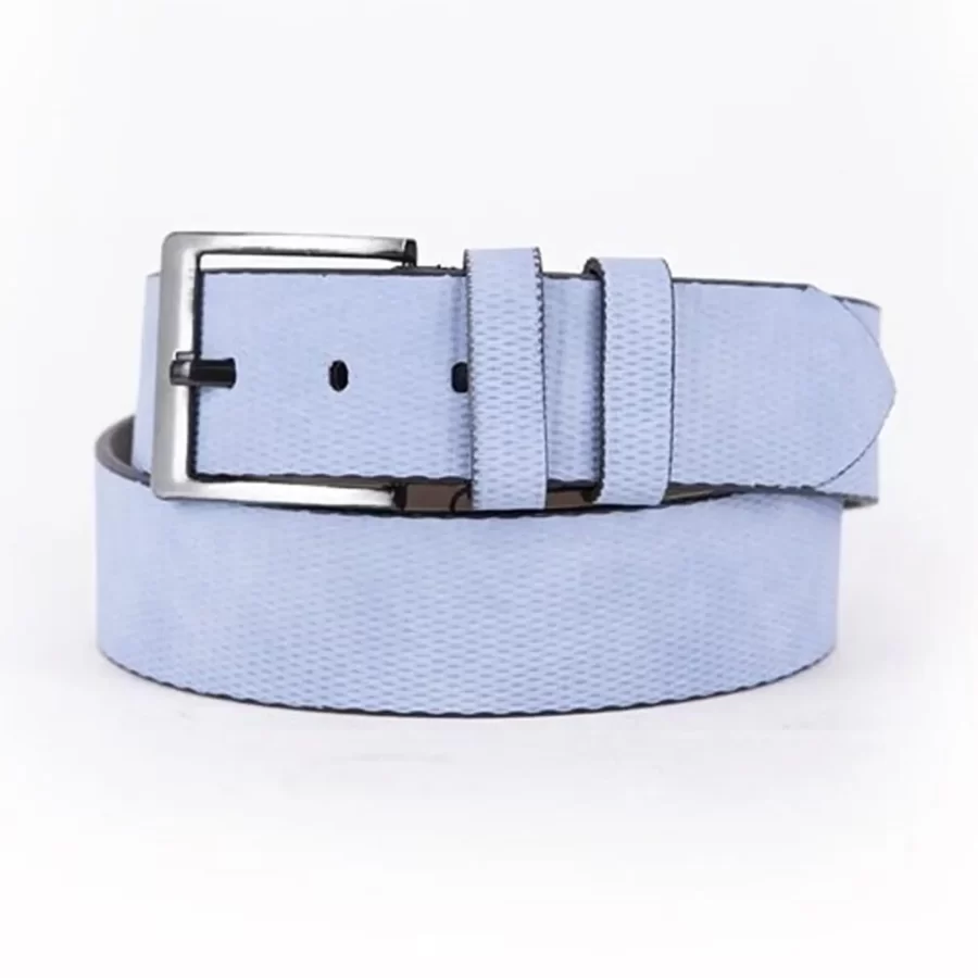 Light Blue Mens Vegan Leather Belt For Jeans ST00985 1