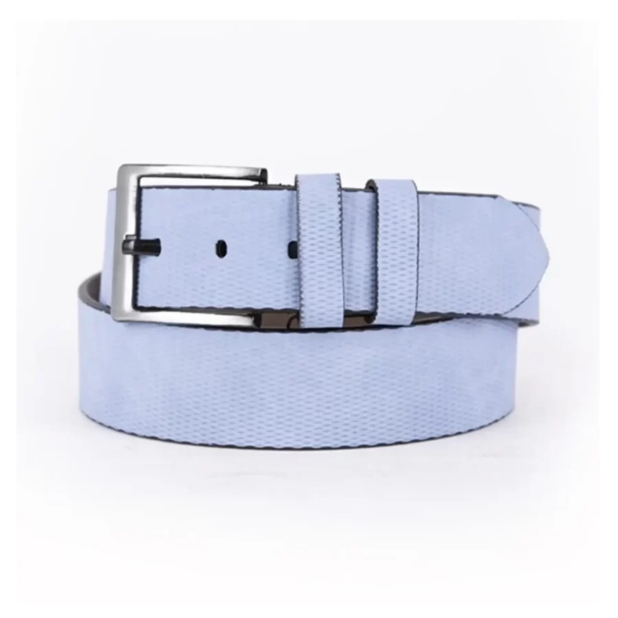 Light Blue Mens Vegan Leather Belt For Jeans Wide 4 5 cm 45SSP 15 1