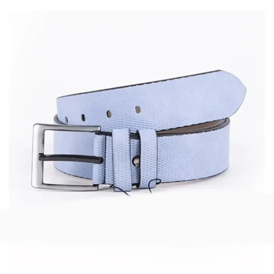 Light Blue Mens Vegan Leather Belt For Jeans Wide 4 5 cm 45SSP 15 2