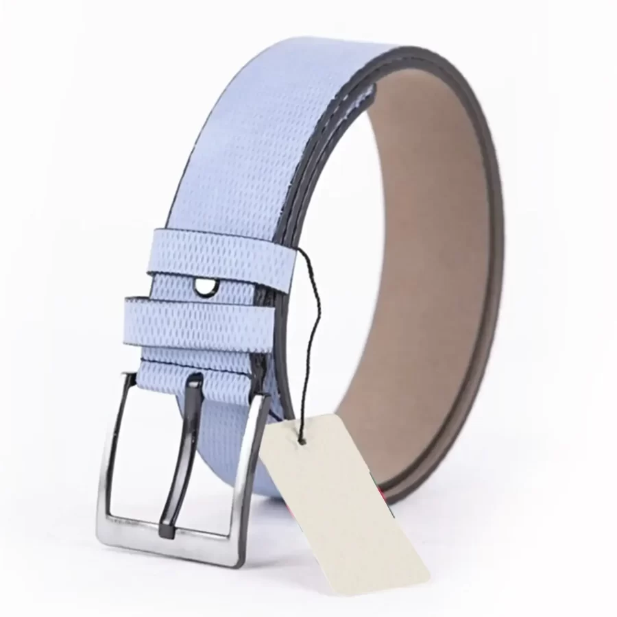 Light Blue Mens Vegan Leather Belt For Jeans Wide 4 5 cm 45SSP 15 3