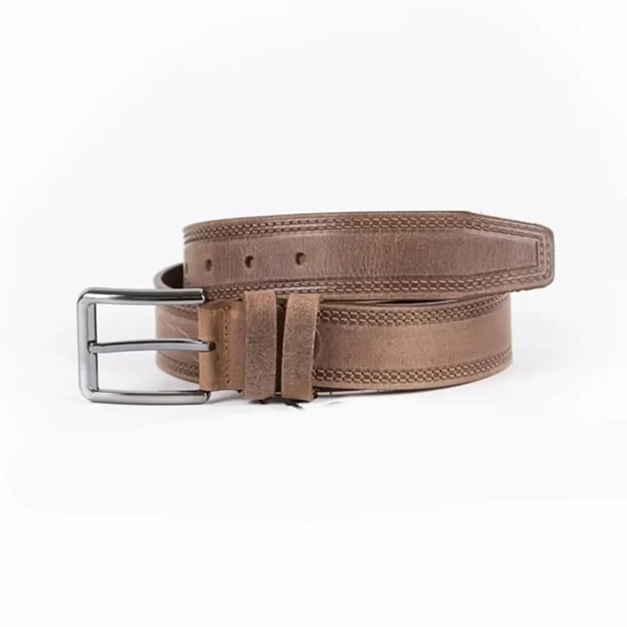 Light Brown Mens Belt Casual Genuine Leather ST01394 8