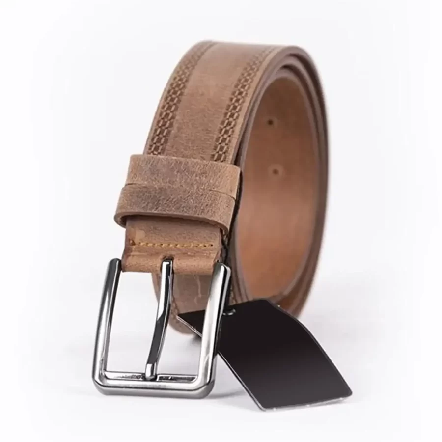 Light Brown Mens Belt Casual Genuine Leather ST01394 9