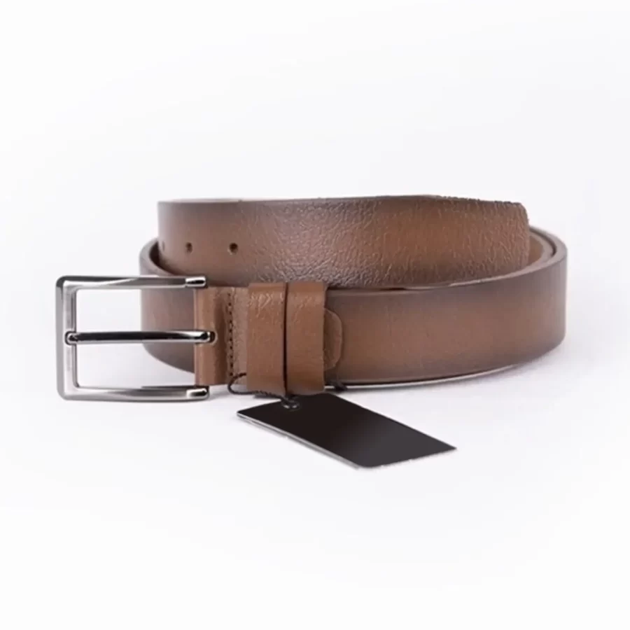 Light Brown Mens Belt Dress Genuine Leather MID01 3G 2