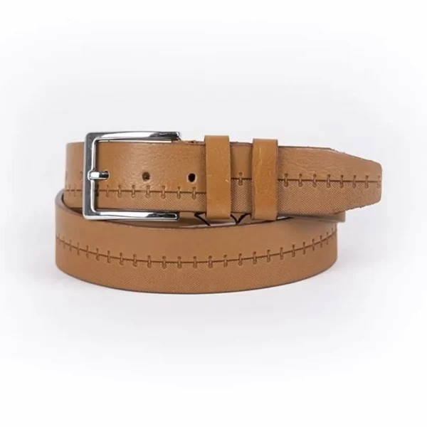 Light Brown Mens Belt For Jeans Genuine Leather ST01375 1