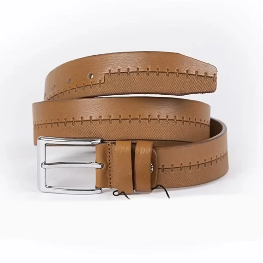 Light Brown Mens Belt For Jeans Genuine Leather ST01375 2