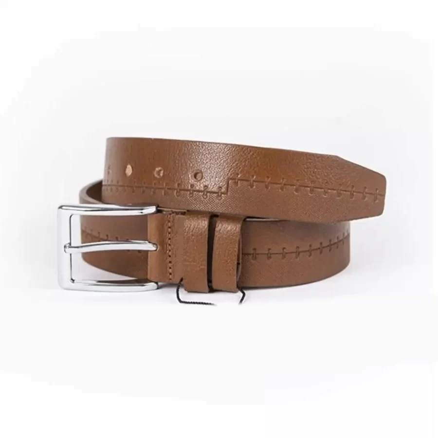 Light Brown Mens Belt For Jeans Genuine Leather ST01375 5