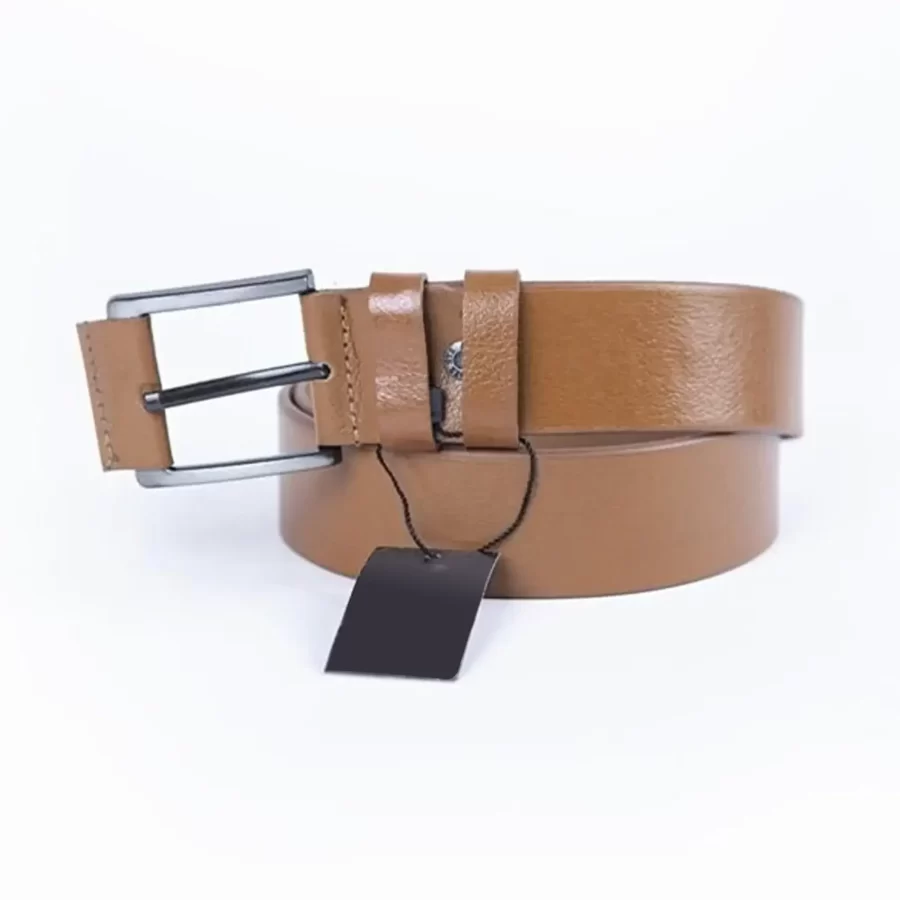 Light Brown Mens Belt For Jeans Wide Genuine Leather ST00857 8