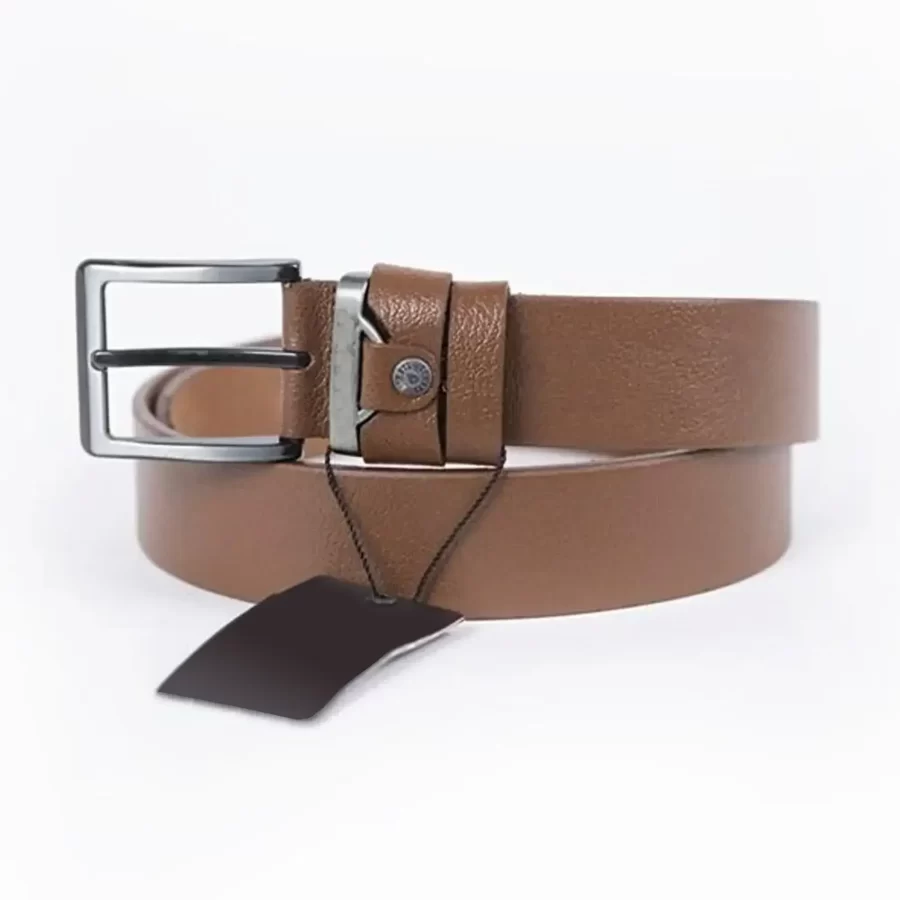 Light Brown Mens Belt For Jeans Wide Genuine Leather ST01021 5