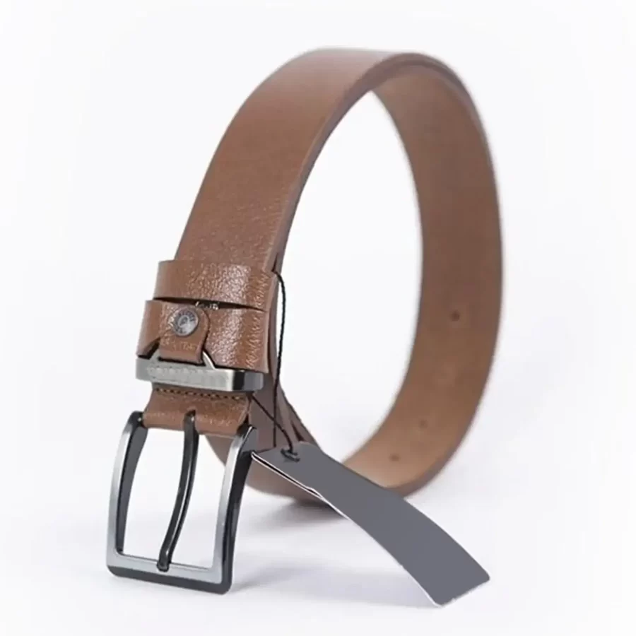 Light Brown Mens Belt For Jeans Wide Genuine Leather ST01021 6