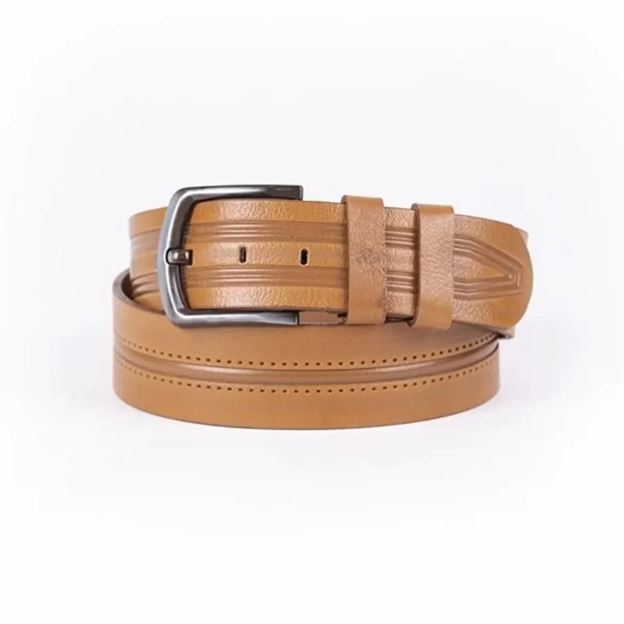 Light Brown Mens Belt For Jeans Wide Genuine Leather ST012862 1