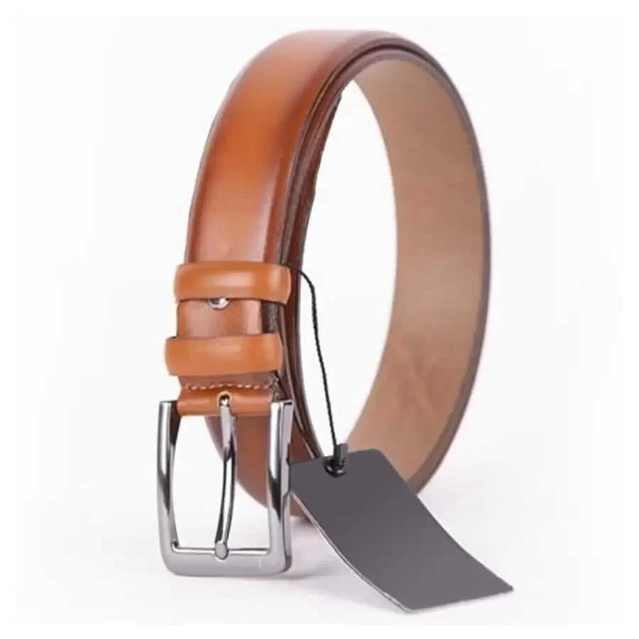 Light Brown Mens Belt For Suit Genuine Leather ST00140 6