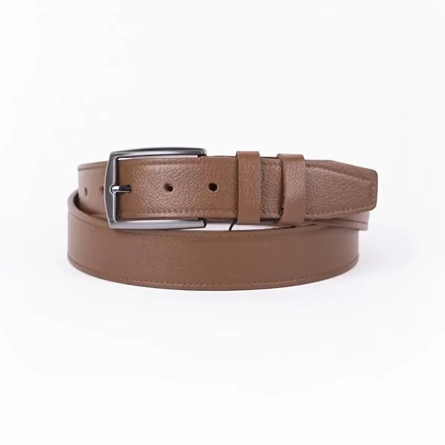 Light Brown Mens Belt For Suit Genuine Leather ST01170 4