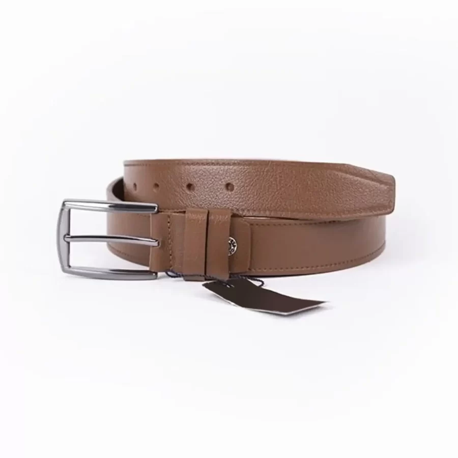 Light Brown Mens Belt For Suit Genuine Leather ST01170 5