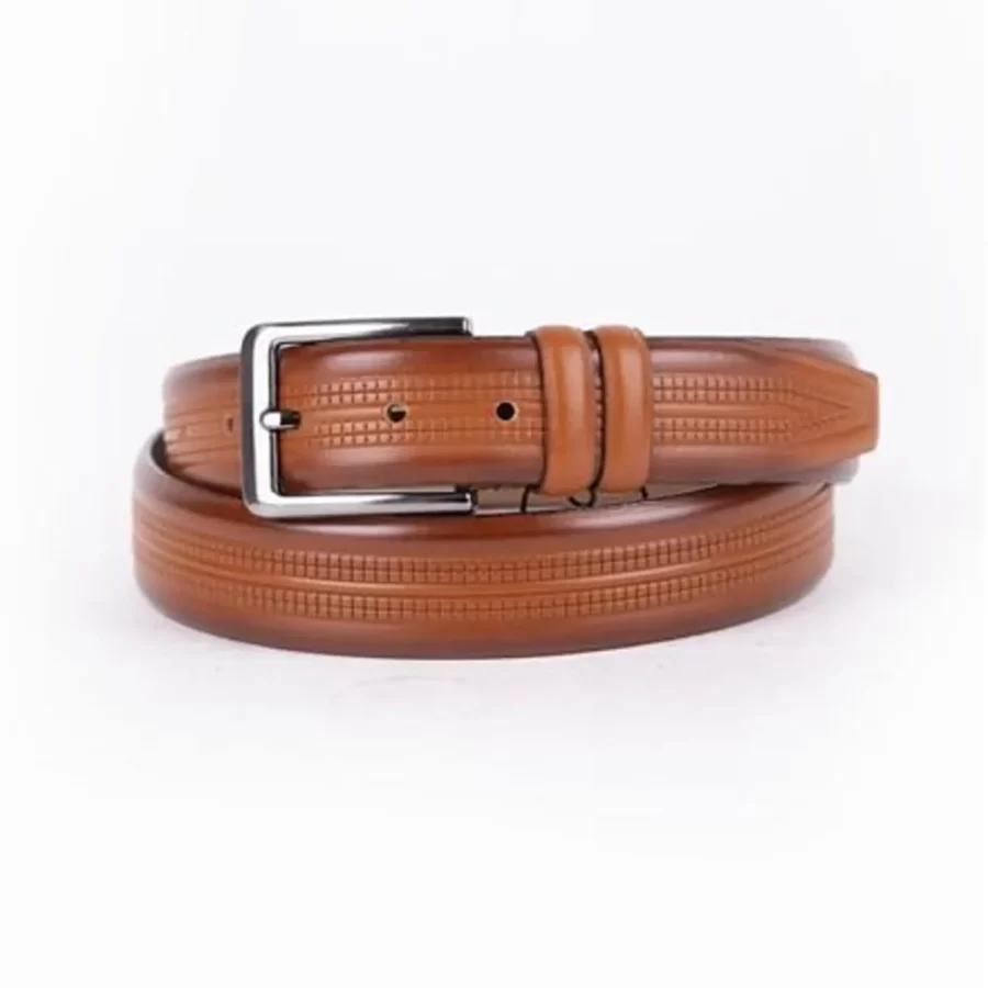 Light Brown Mens Belt For Suit Genuine Leather ST01424 2