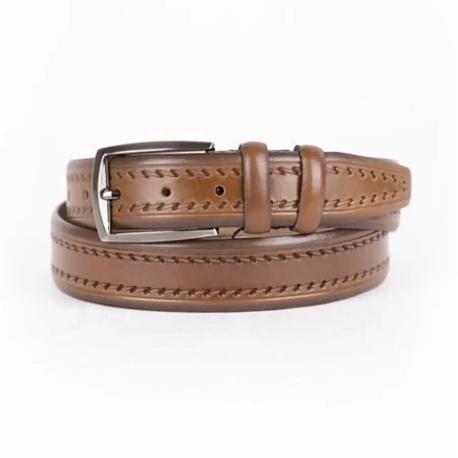 Light Brown Mens Belt For Suit Genuine Leather ST01447 4