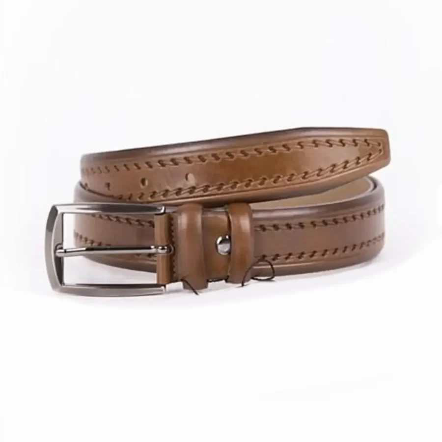 Light Brown Mens Belt For Suit Genuine Leather ST01447 5