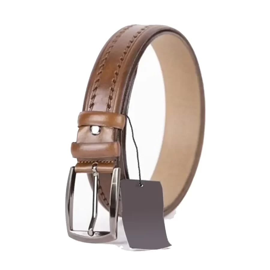 Light Brown Mens Belt For Suit Genuine Leather ST01447 6