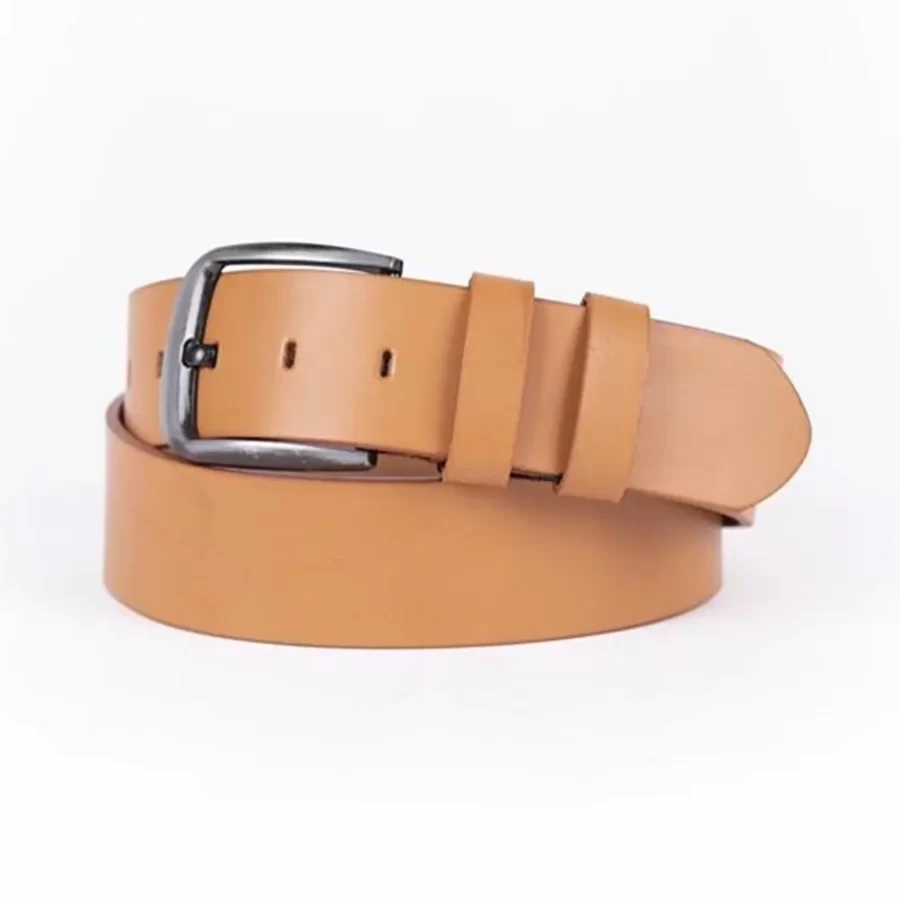 Light Brown Mens Belt Wide Casual Genuine Leather ST00041 16