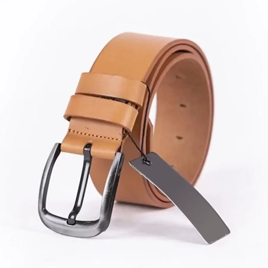 Light Brown Mens Belt Wide Casual Genuine Leather ST00041 18