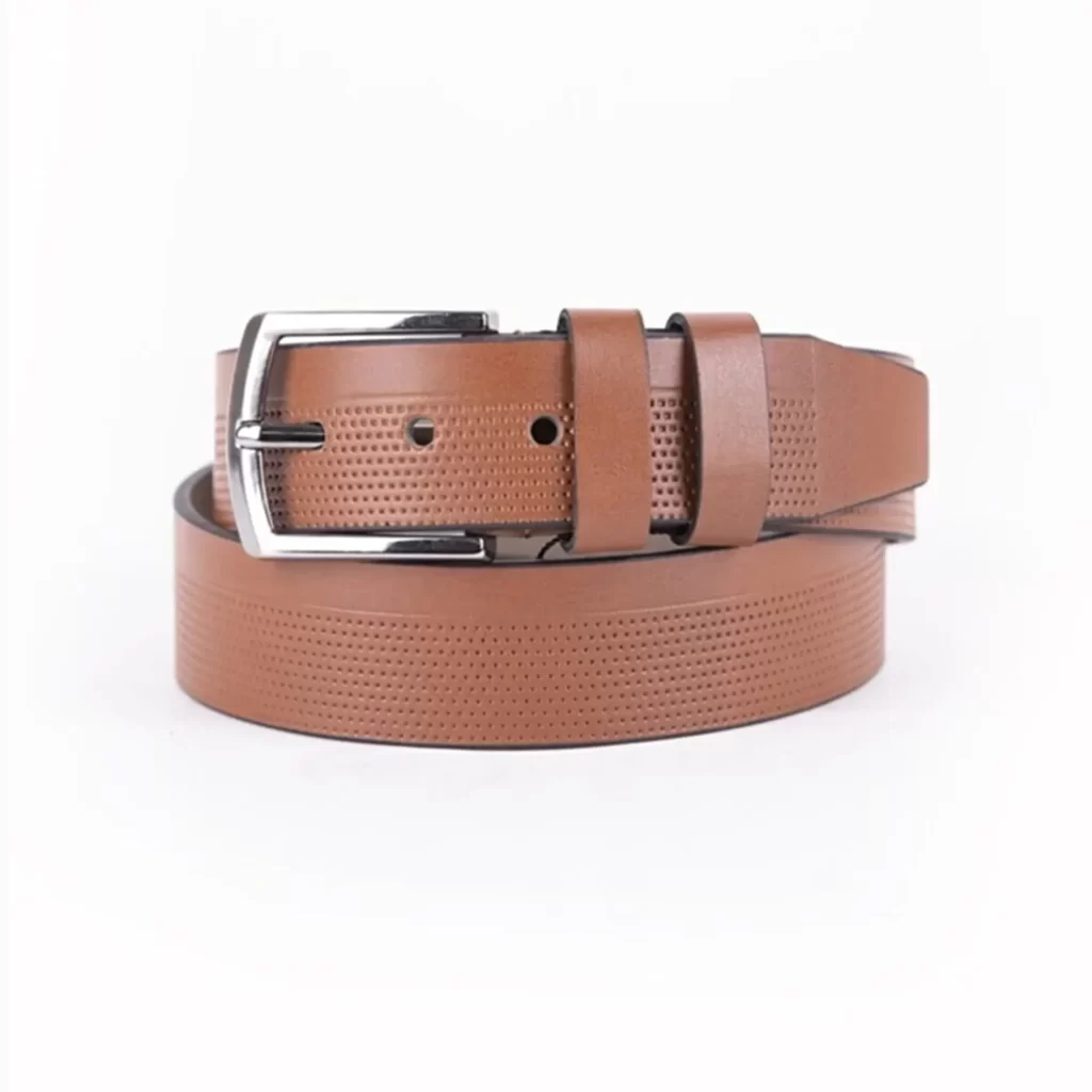Scervino Street Light Brown Slim Leather Black Logo Buckle Belt Belt main image 1