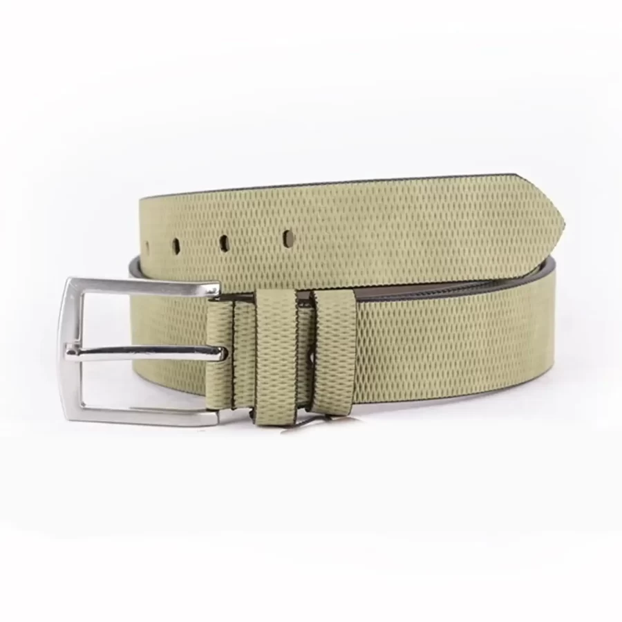 Light Green Mens Vegan Leather Belt For Jeans ST00945 8