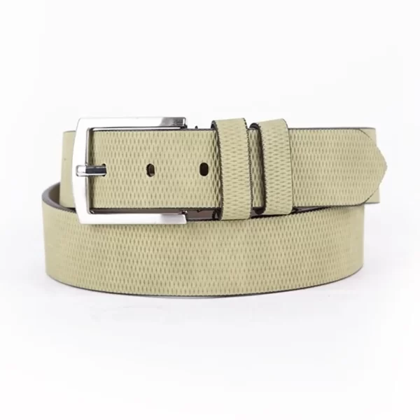 Light Green Mens Vegan Leather Belt For Jeans ST00985 4