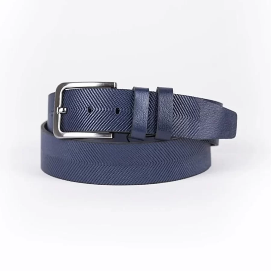 Buy Navy Blue Mens Belt Dress Laser Cut Leather - LeatherBeltsOnline.com