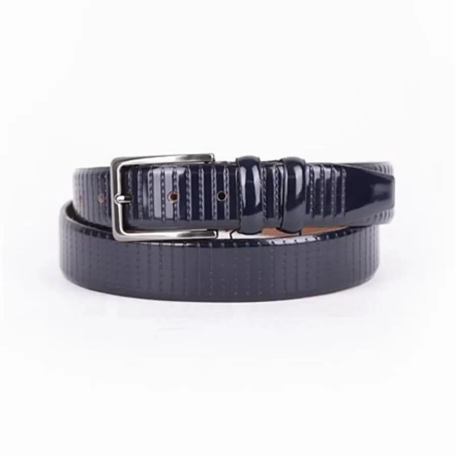 Navy Blue Mens Belt Dress Patent Leather ST01414 1