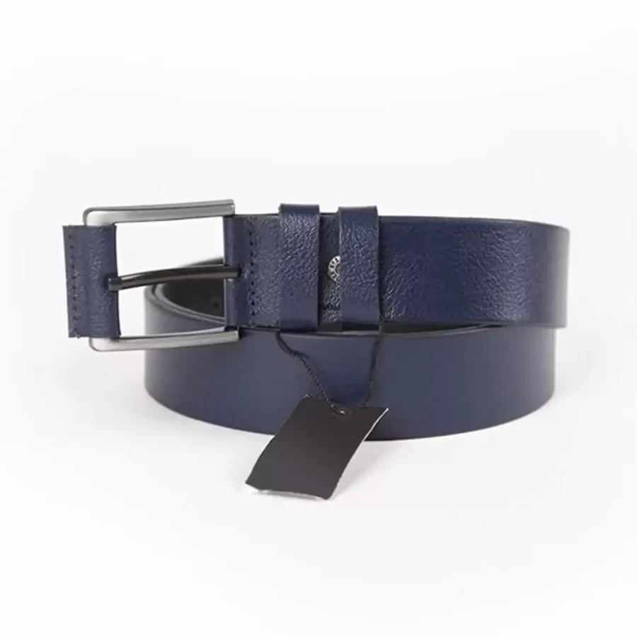 Navy Blue Mens Belt For Jeans Wide Genuine Leather ST00857 2