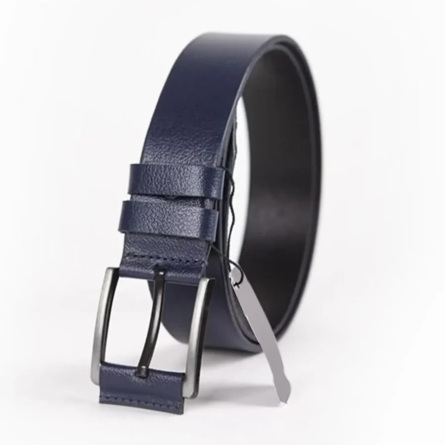 Navy Blue Mens Belt For Jeans Wide Genuine Leather ST00857 3