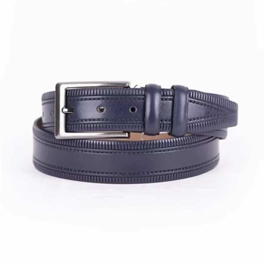Navy Blue Mens Belt For Pants Genuine Leather ST01500 7