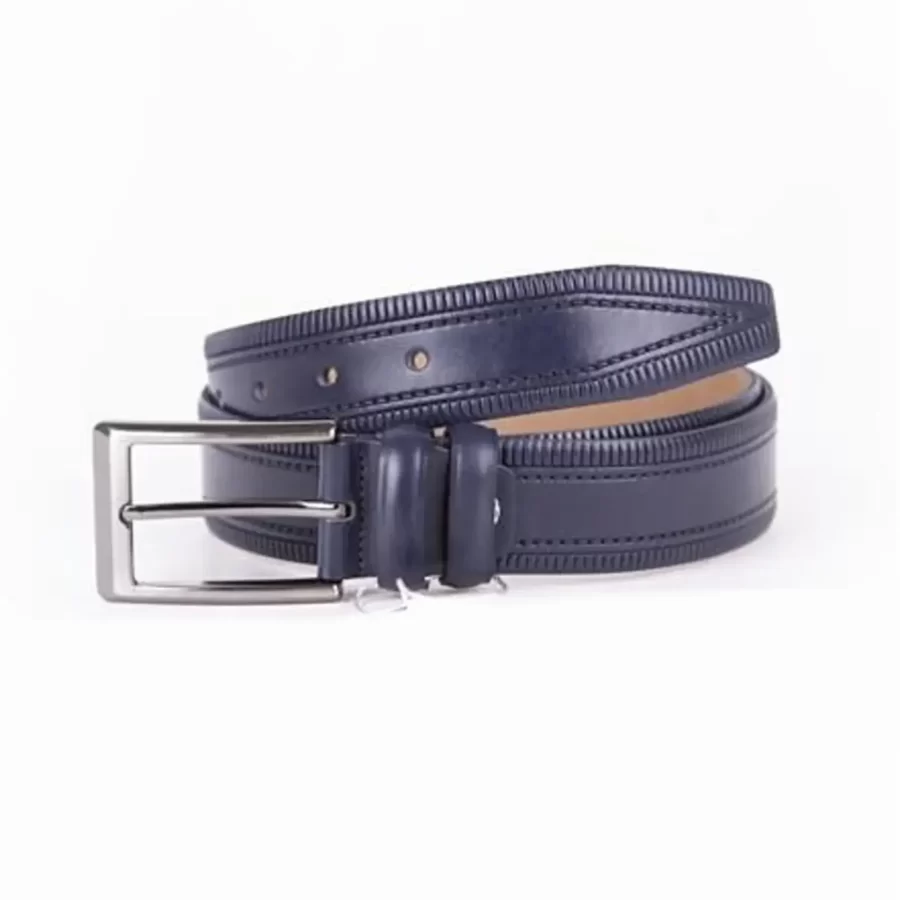 Navy Blue Mens Belt For Pants Genuine Leather ST01500 8