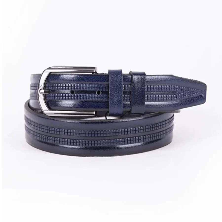 Navy Blue Mens Belt For Suit Genuine Leather ST00770 1