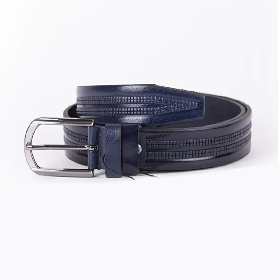 Navy Blue Mens Belt For Suit Genuine Leather ST00770 2