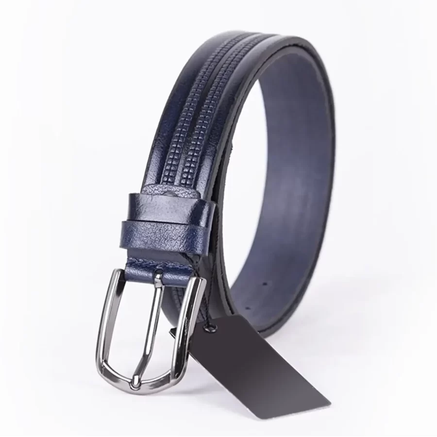 Navy Blue Mens Belt For Suit Genuine Leather ST00770 3