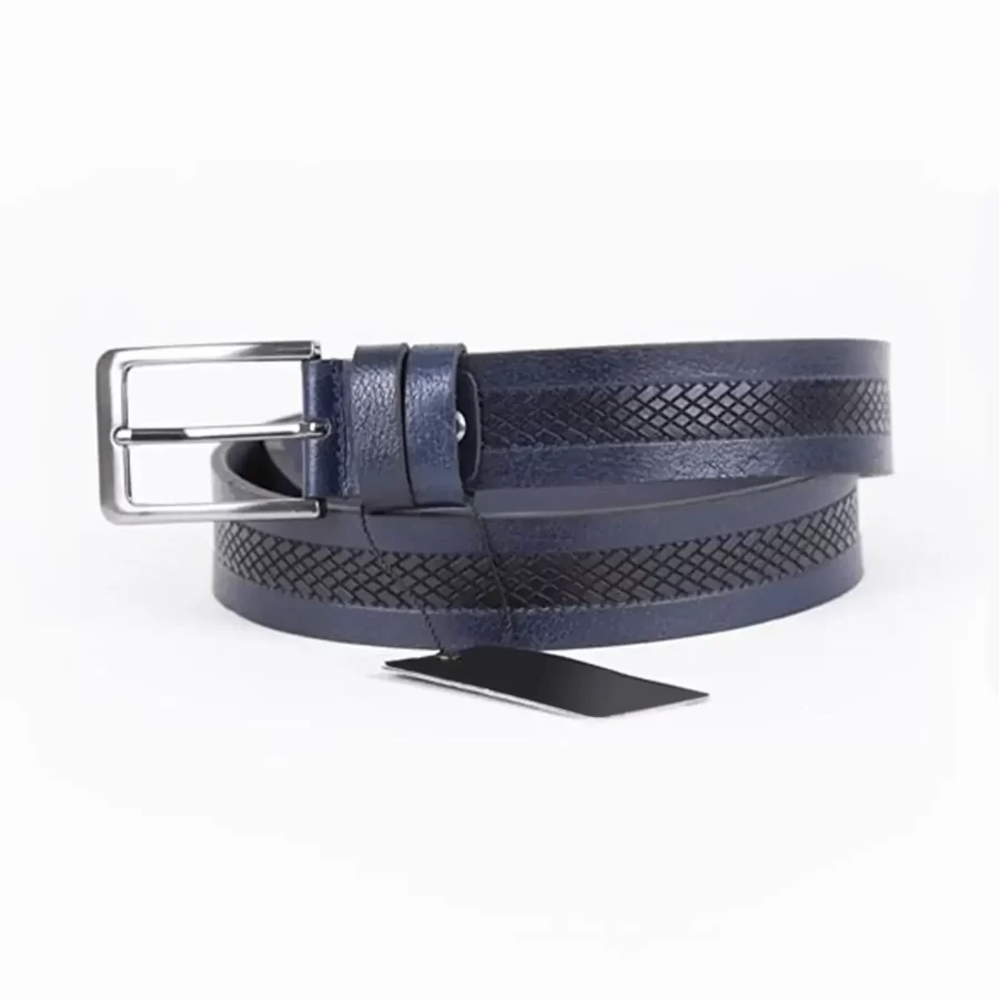 Buy Navy Blue Mens Belt For Suit Laser Cut Leather - LeatherBeltsOnline.com