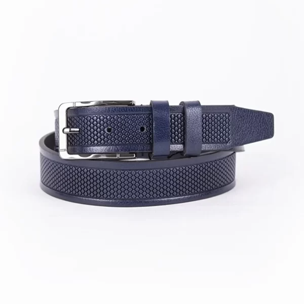 Navy Blue Mens Belt For Suit Laser Cut Leather ST01087 1